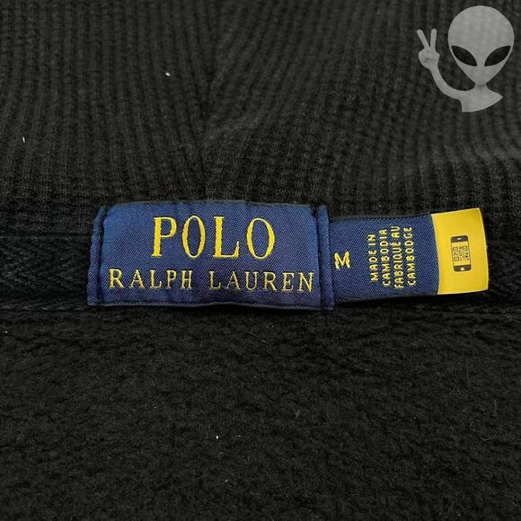 Polo Ralph Lauren Full Zip Hoodie Medium Black Fleece Classic Jacket Red Pony - Picture 5 of 8